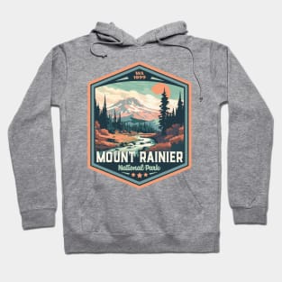 Mount Rainier National Park Vintage WPA Style National Parks Art Hoodie